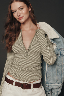 Pilcro Long-Sleeve Ruffled Lace-Trim Top