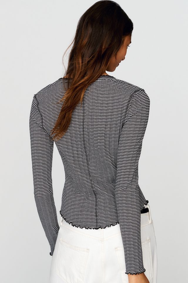 Pilcro Lace Trim Henley Top #1