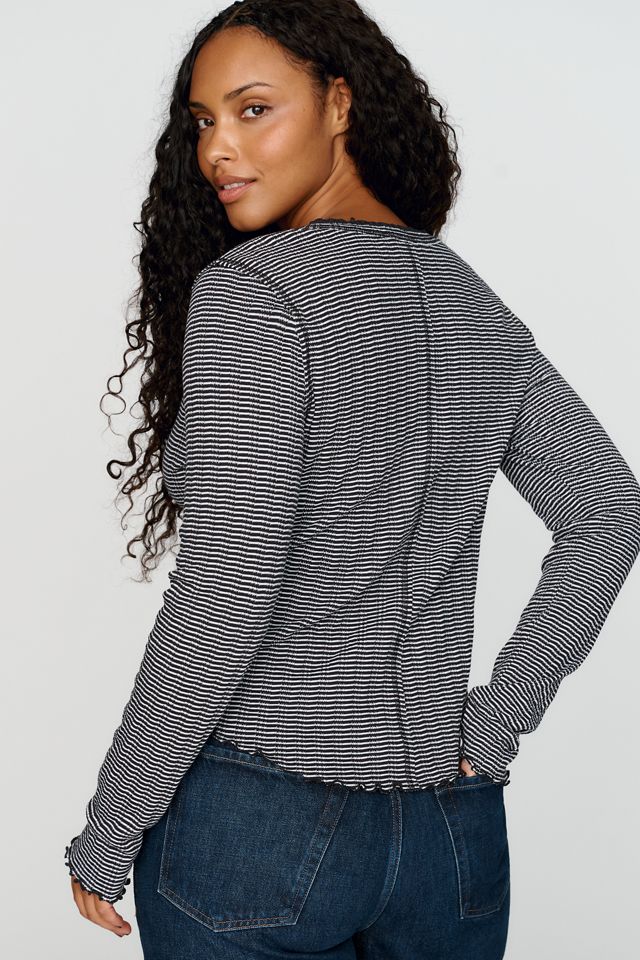 Pilcro Lace Trim Henley Top #6