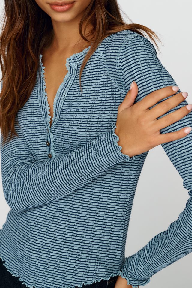Pilcro Blusa de Manga Larga con Volantes y Ribete de Encaje #3