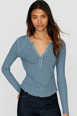 Pilcro Long-Sleeve Ruffled Lace-Trim Top
