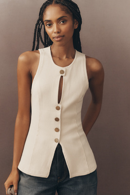 Pilcro Keyhole Buttondown Vest | Anthropologie