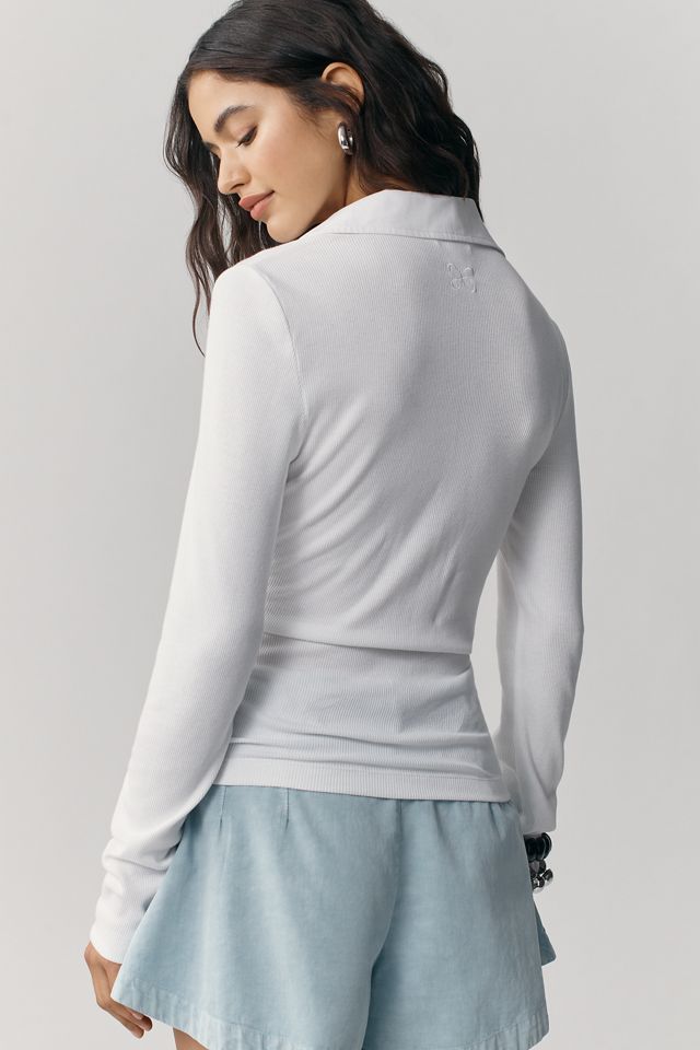 Maeve Tie-Front Long-Sleeve Top #2