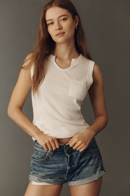 Pilcro Seamed Muscle Tank Top In White