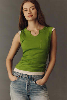 Pilcro Seamed Muscle Tank Top In Green