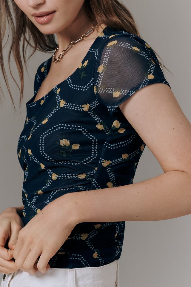 Maeve Short-Sleeve Square-Neck Top #1