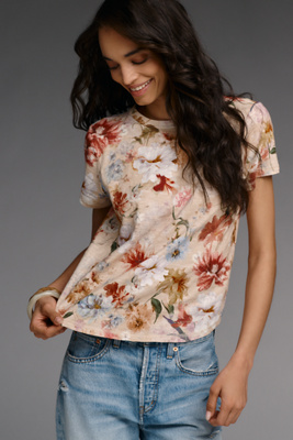 Pilcro The Bennie Slim Crew Neck Cotton-slub T-shirt By  In Brown