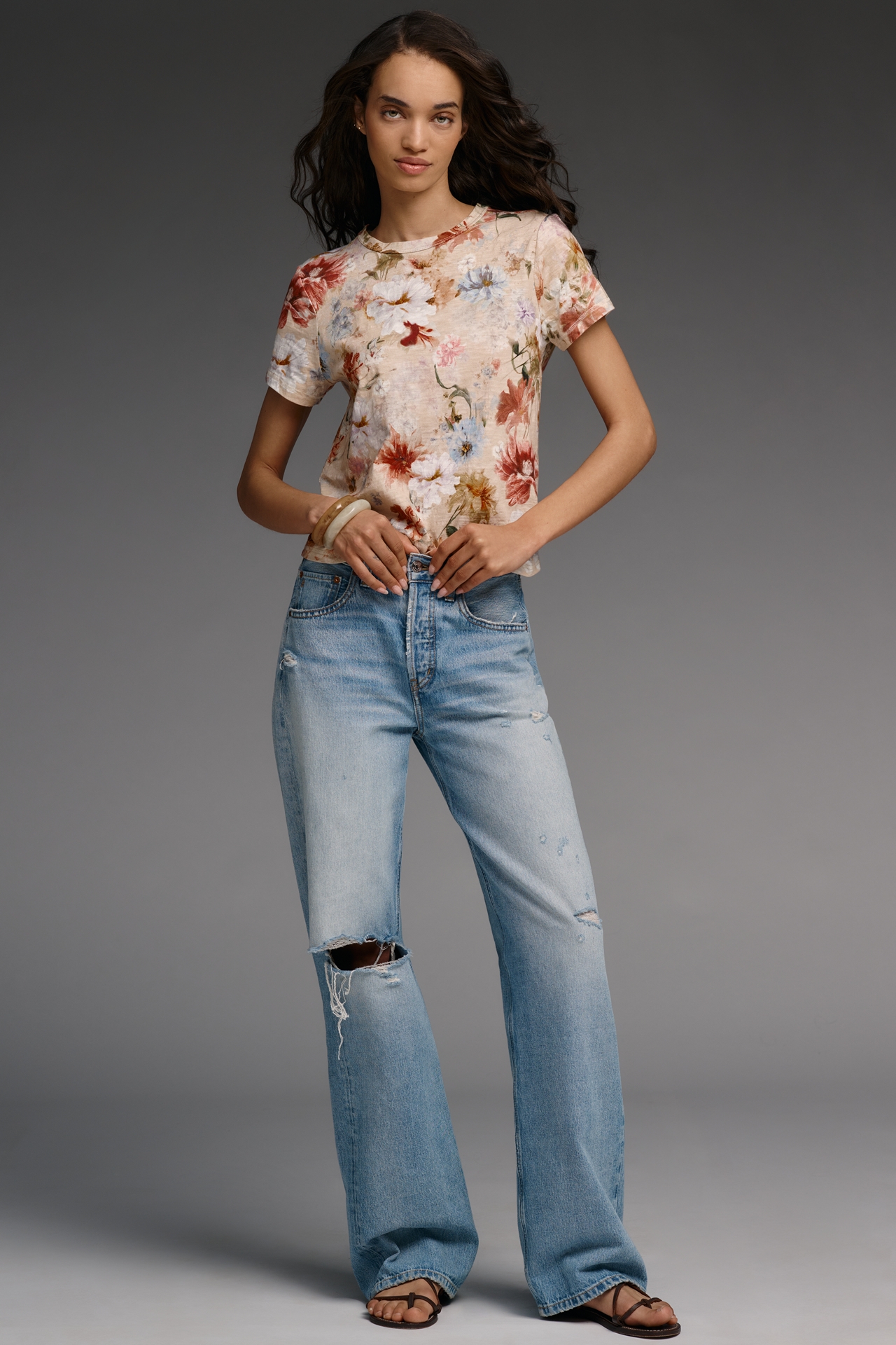 The Bennie Cotton-Slub Crew-Neck Short-Sleeve Tee by Pilcro