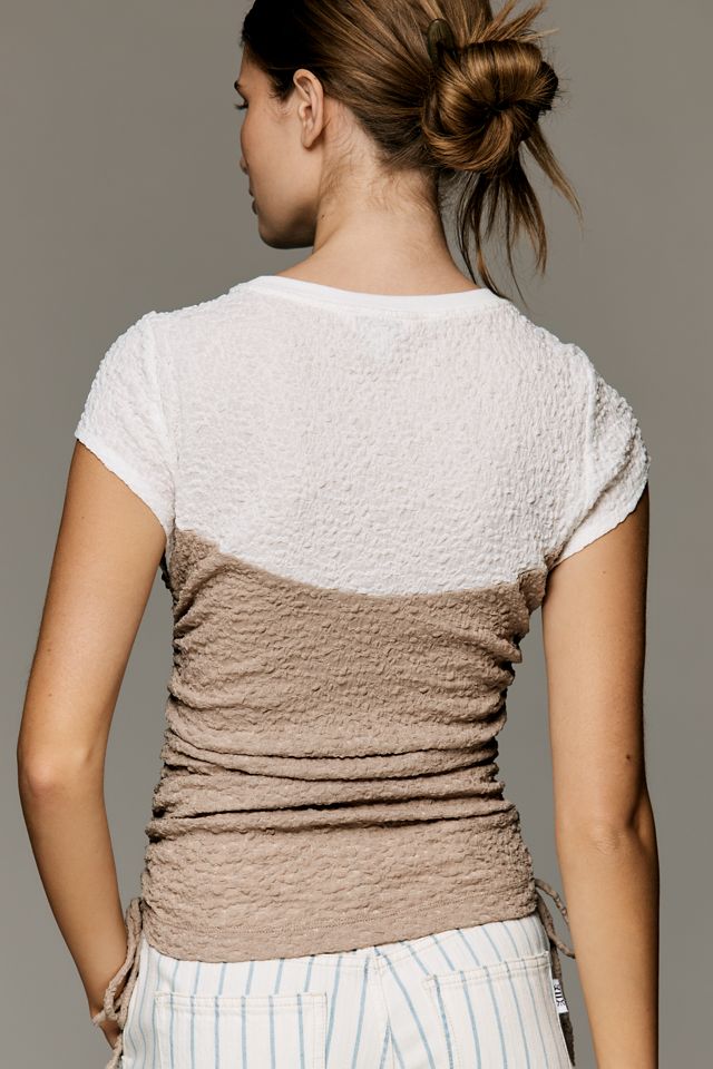 Maeve Ruched Corset Short-Sleeve Top #1