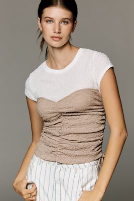 Maeve Ruched Corset Short-Sleeve Top