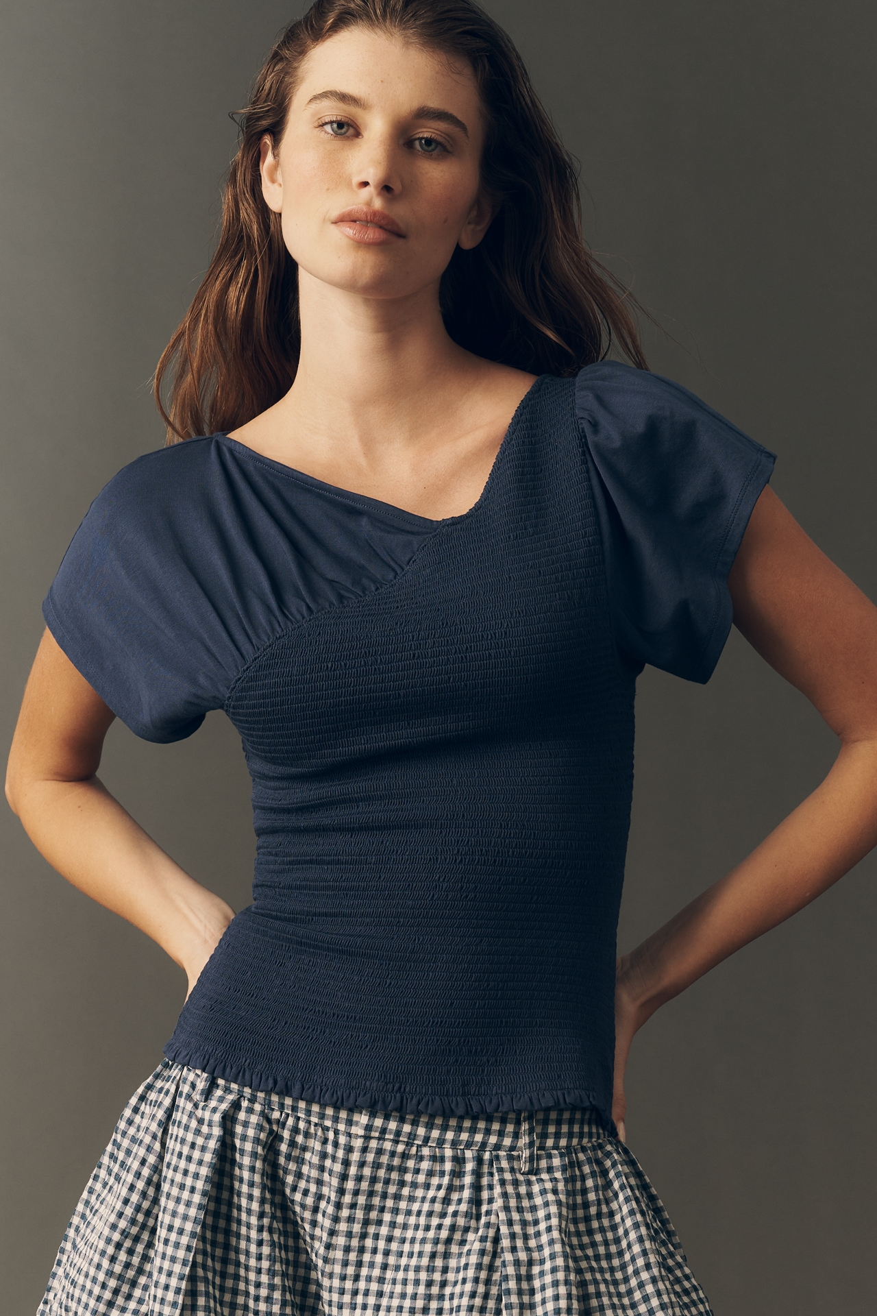 Maeve Asymmetrical Flutter Sleeve Tee