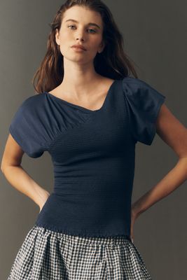 Maeve Asymmetrical Flutter Sleeve Tee