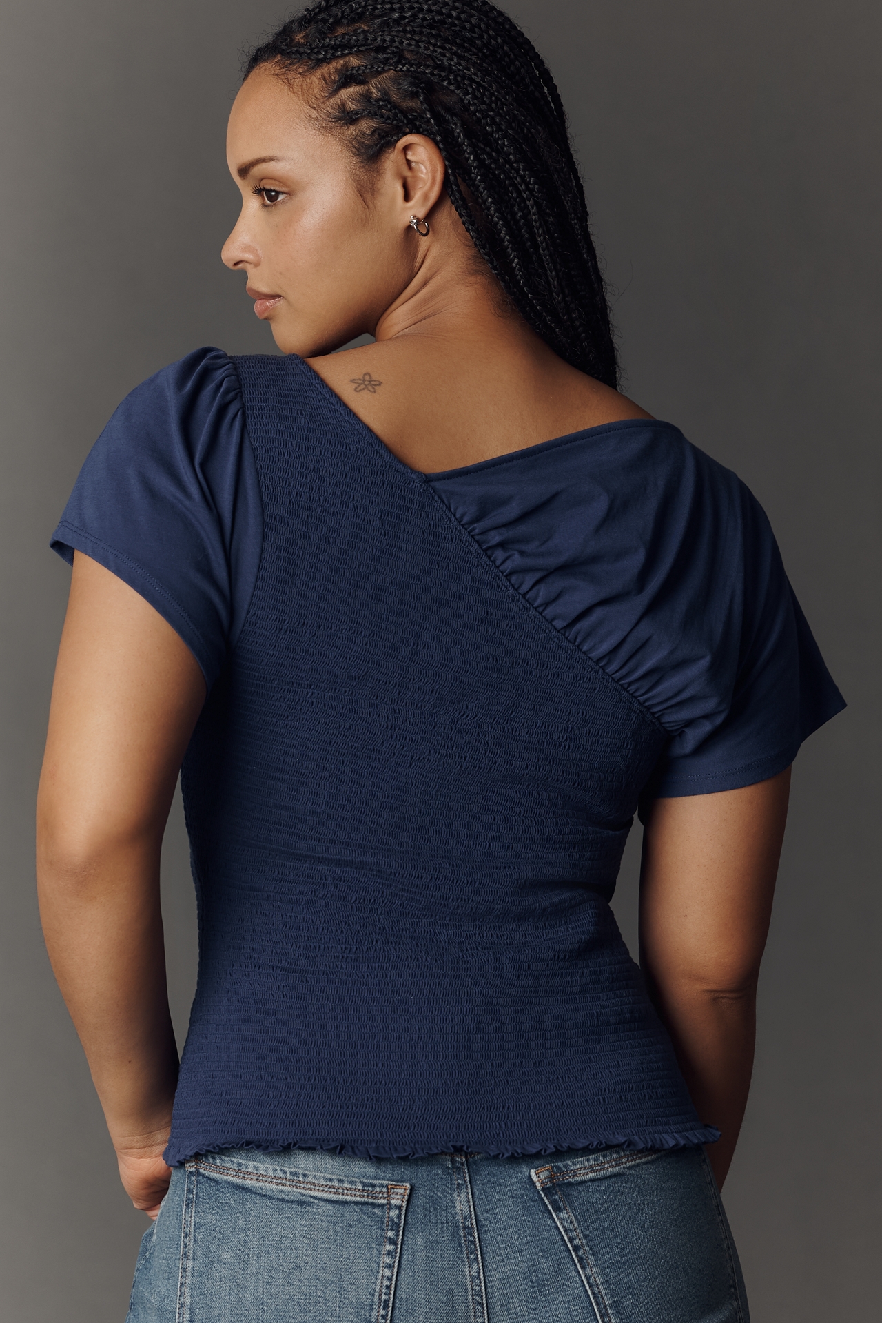 Maeve Asymmetrical Flutter Sleeve Tee
