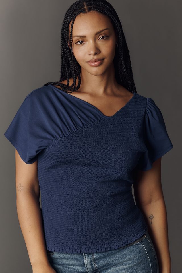 Maeve Asymmetrical Flutter Sleeve Tee #4