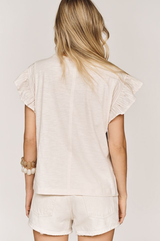 Pilcro Cotton Ruffle Sleeve Graphic Muscle Tee #4