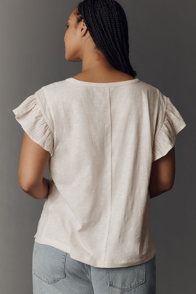 Pilcro Cotton Ruffle Sleeve Graphic Muscle Tee #7