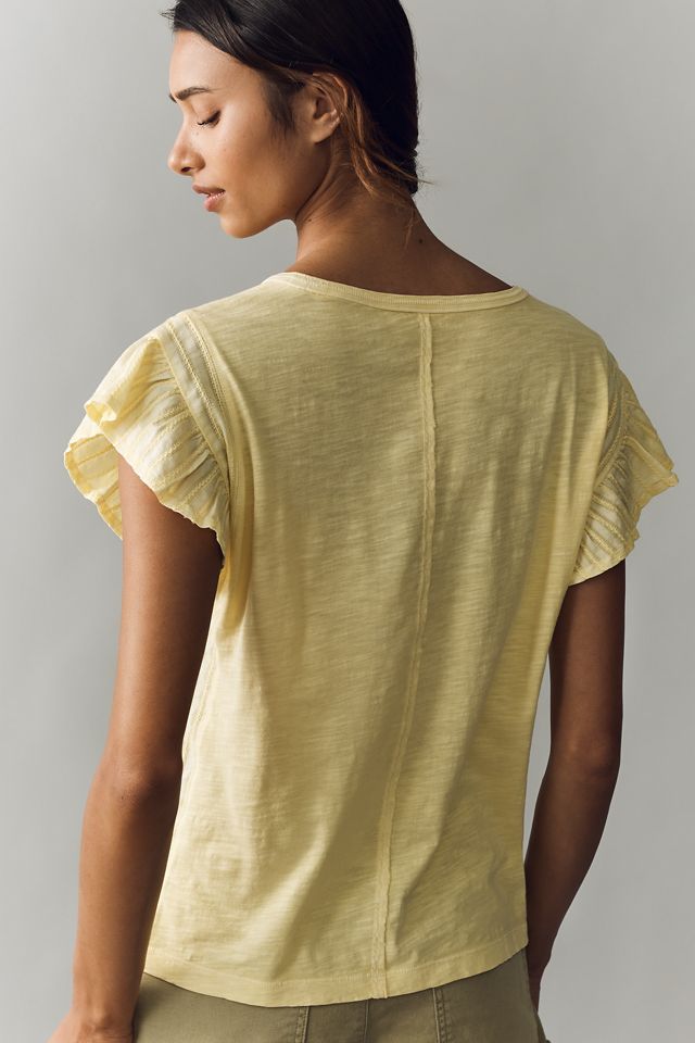 Pilcro Cotton Ruffle Sleeve Muscle Tee #1