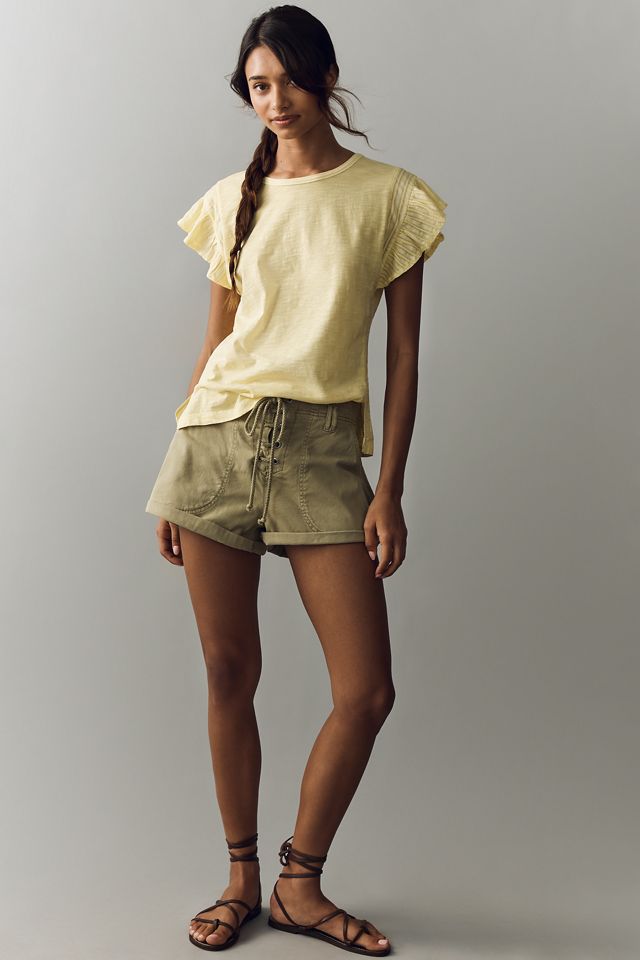 Pilcro Cotton Ruffle Sleeve Muscle Tee #2