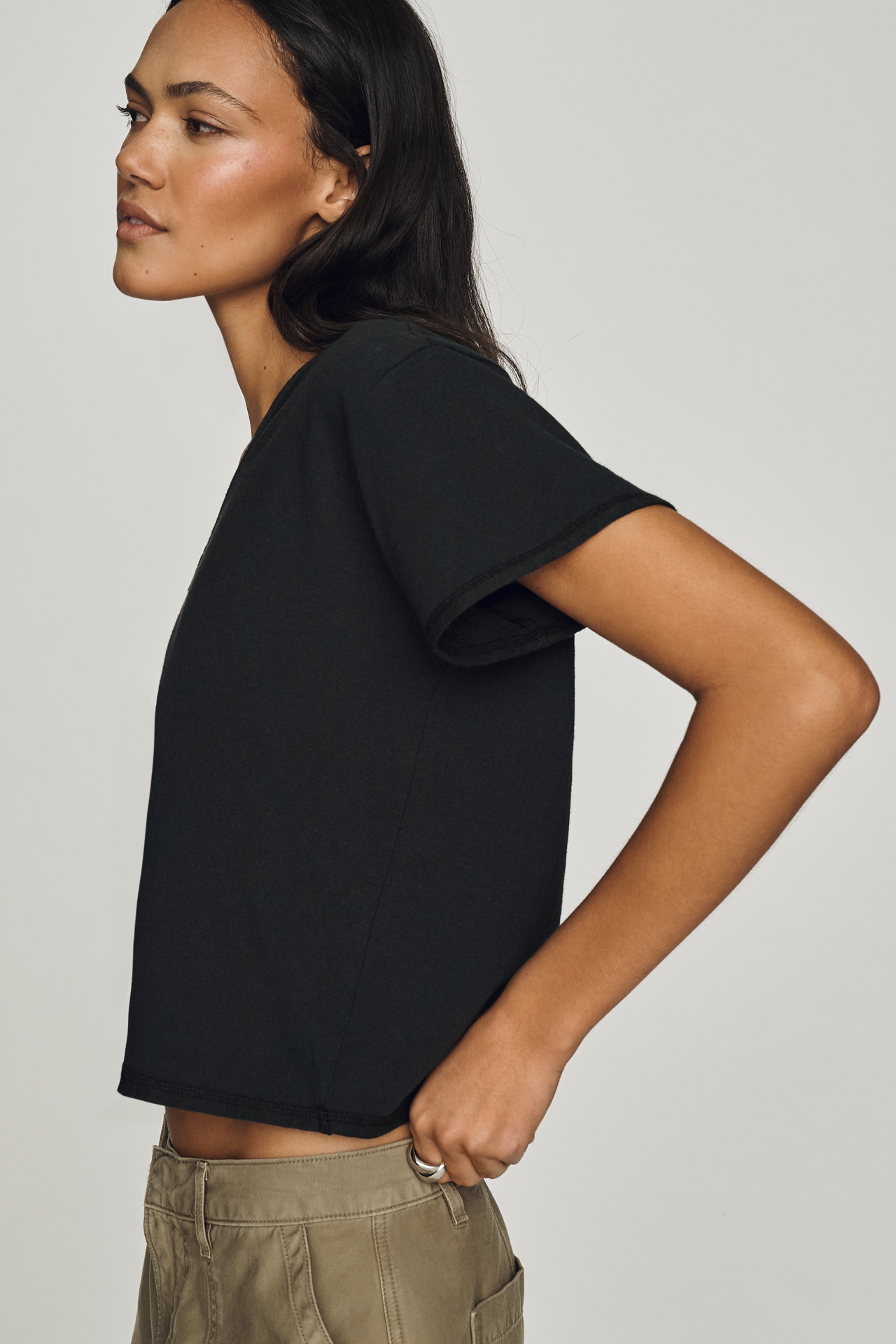 Pilcro V-Neck Cotton Blend Tee