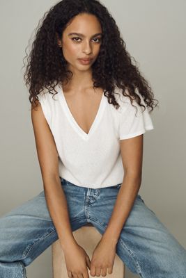 Pilcro V-Neck Cotton Blend Tee