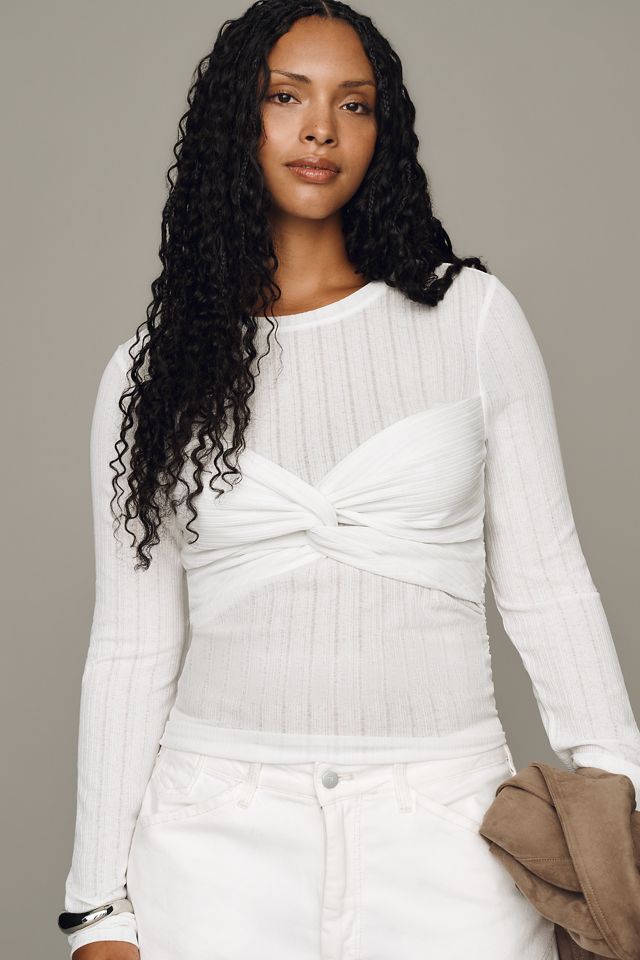 By Anthropologie Sheer Twist Top #6