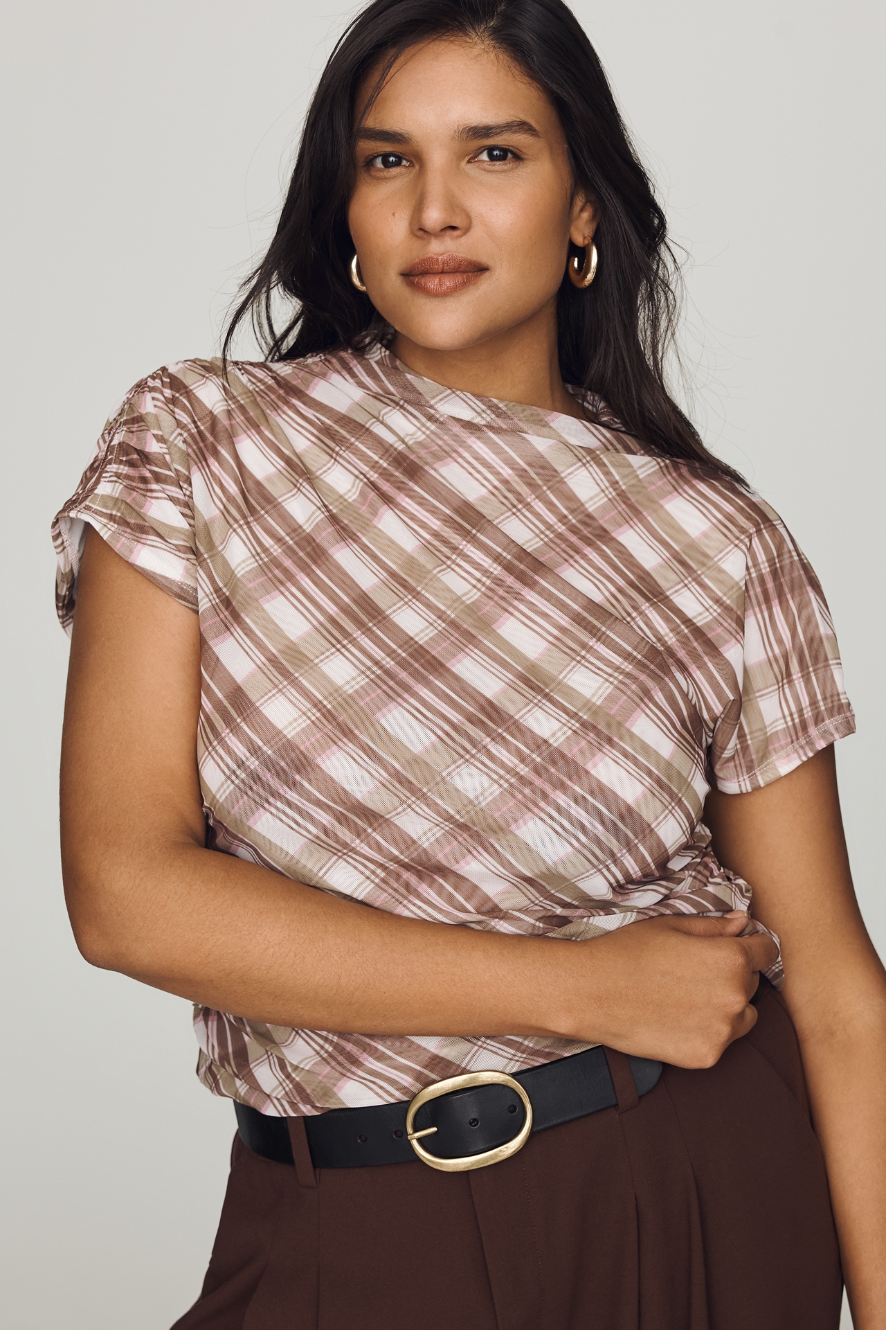 Maeve Ruched Mock-Neck Top