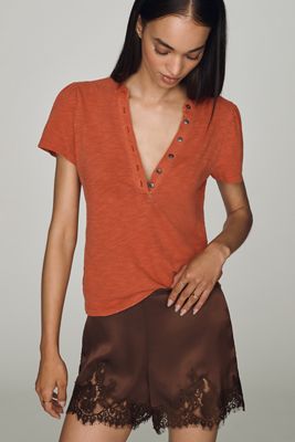 Pilcro Meadow 100% Cotton Henley Tee