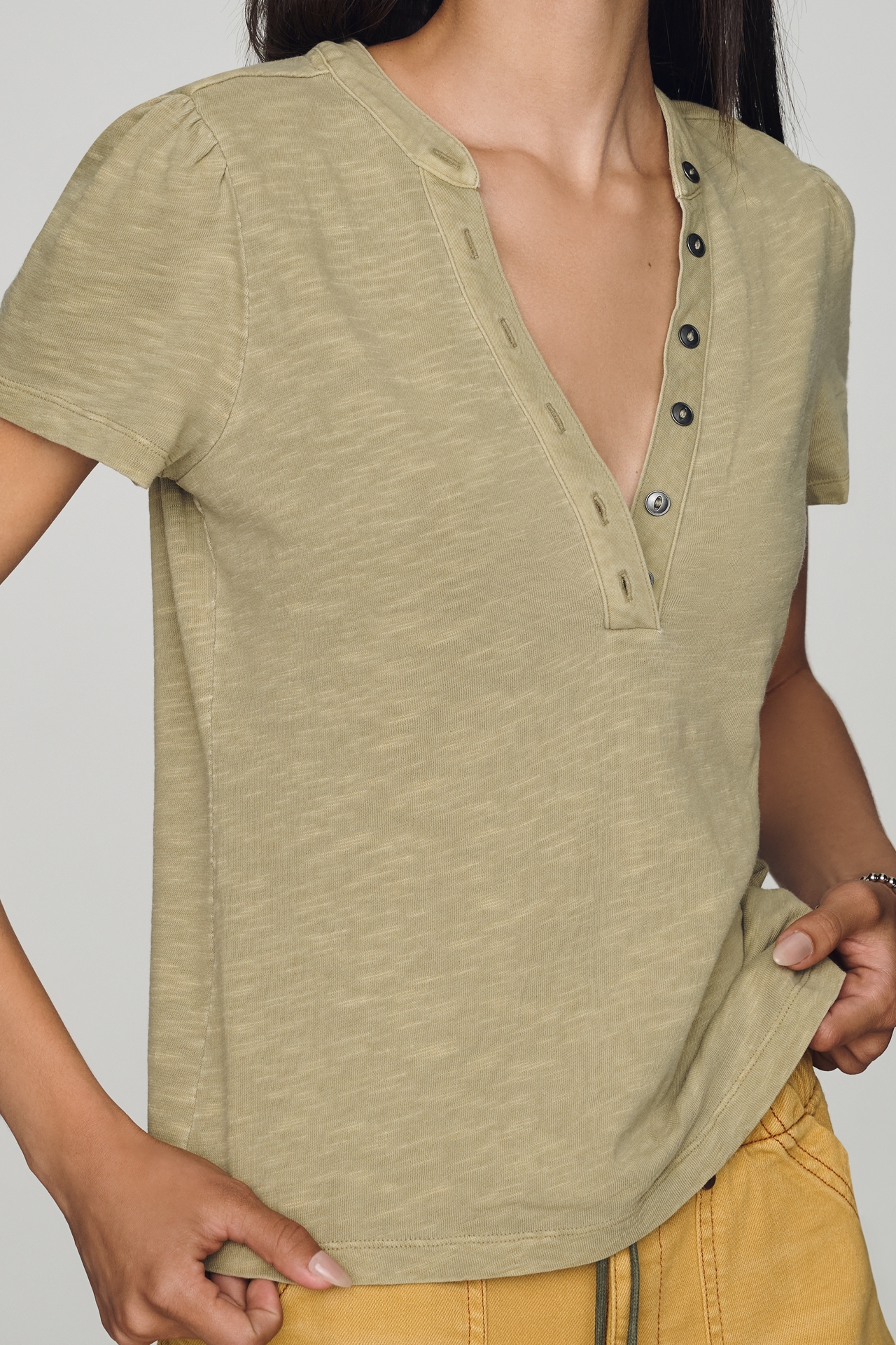 Pilcro Cotton Henley Tee