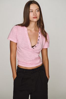 Pilcro Meadow 100% Cotton Henley Tee