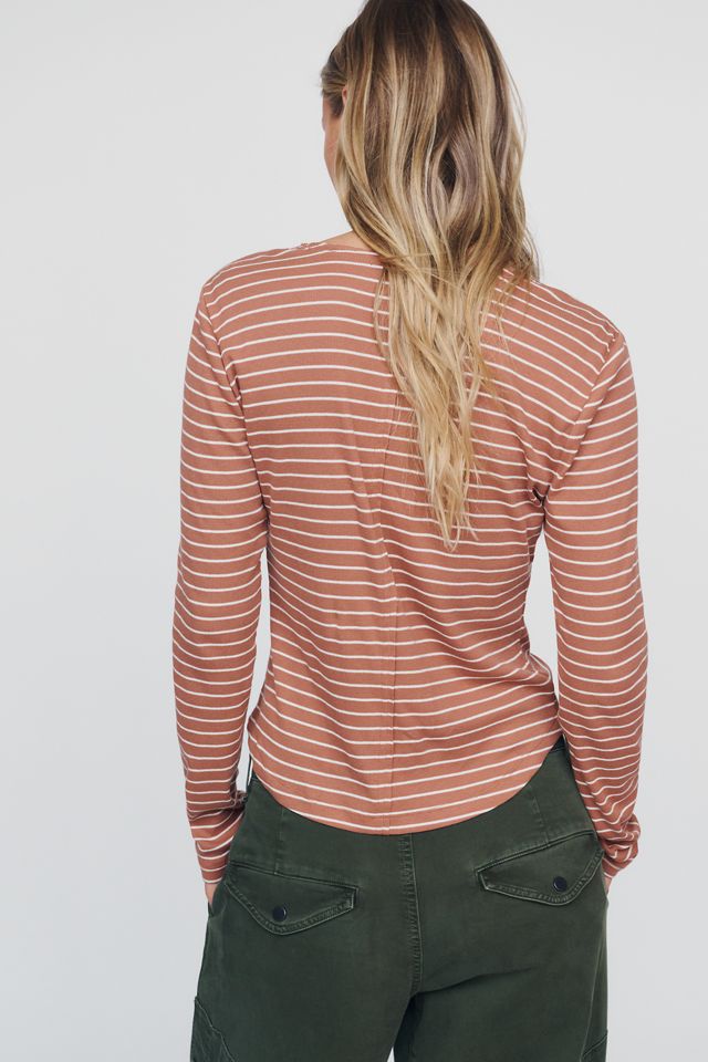 Pilcro Ribbed Long-Sleeve Henley Top #1