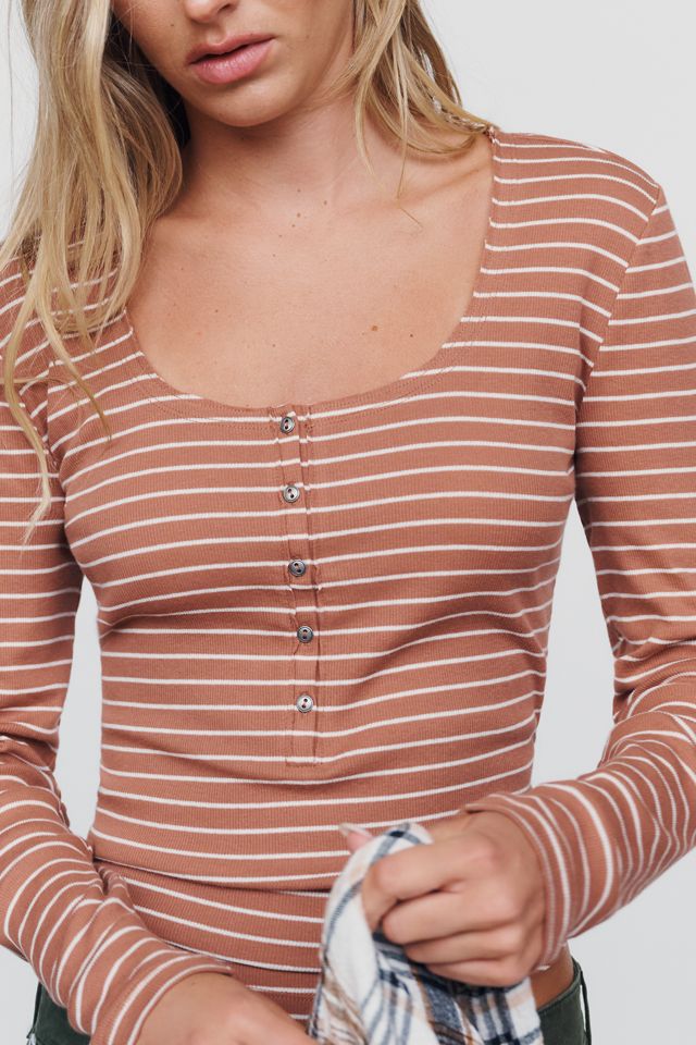 Pilcro Ribbed Long-Sleeve Henley Top #2