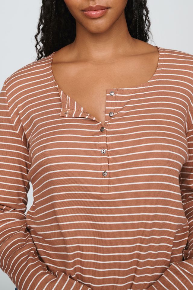 Pilcro Ribbed Long-Sleeve Henley Top #5