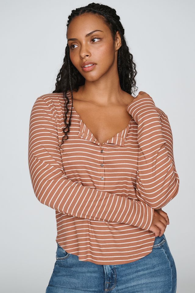 Pilcro Ribbed Long-Sleeve Henley Top #4