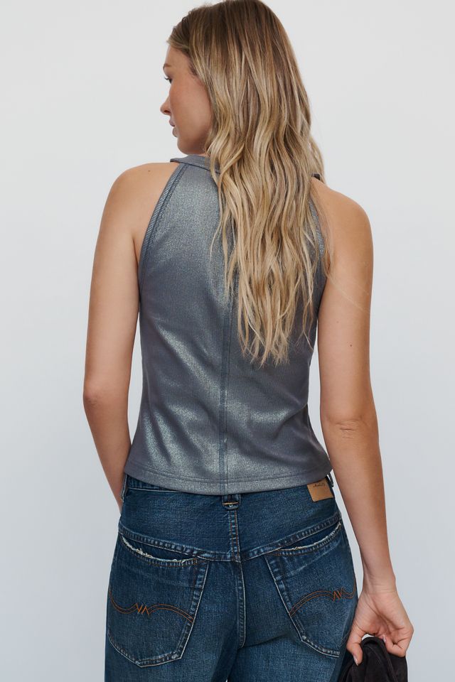 Pilcro Shine Cotton Blend Henley Tank #2