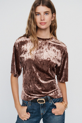 By Anthropologie Velvet Cinched Crewneck Tee by Anthropologie