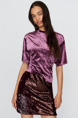 By Anthropologie Velvet Cinched Crewneck Tee