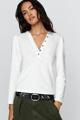 Pilcro Meadow 100% Cotton Henley Tee by Anthropologie