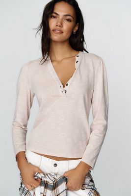 Pilcro Meadow 100% Cotton Henley Tee