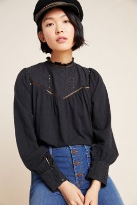 Allegra Eyelet Peasant Top