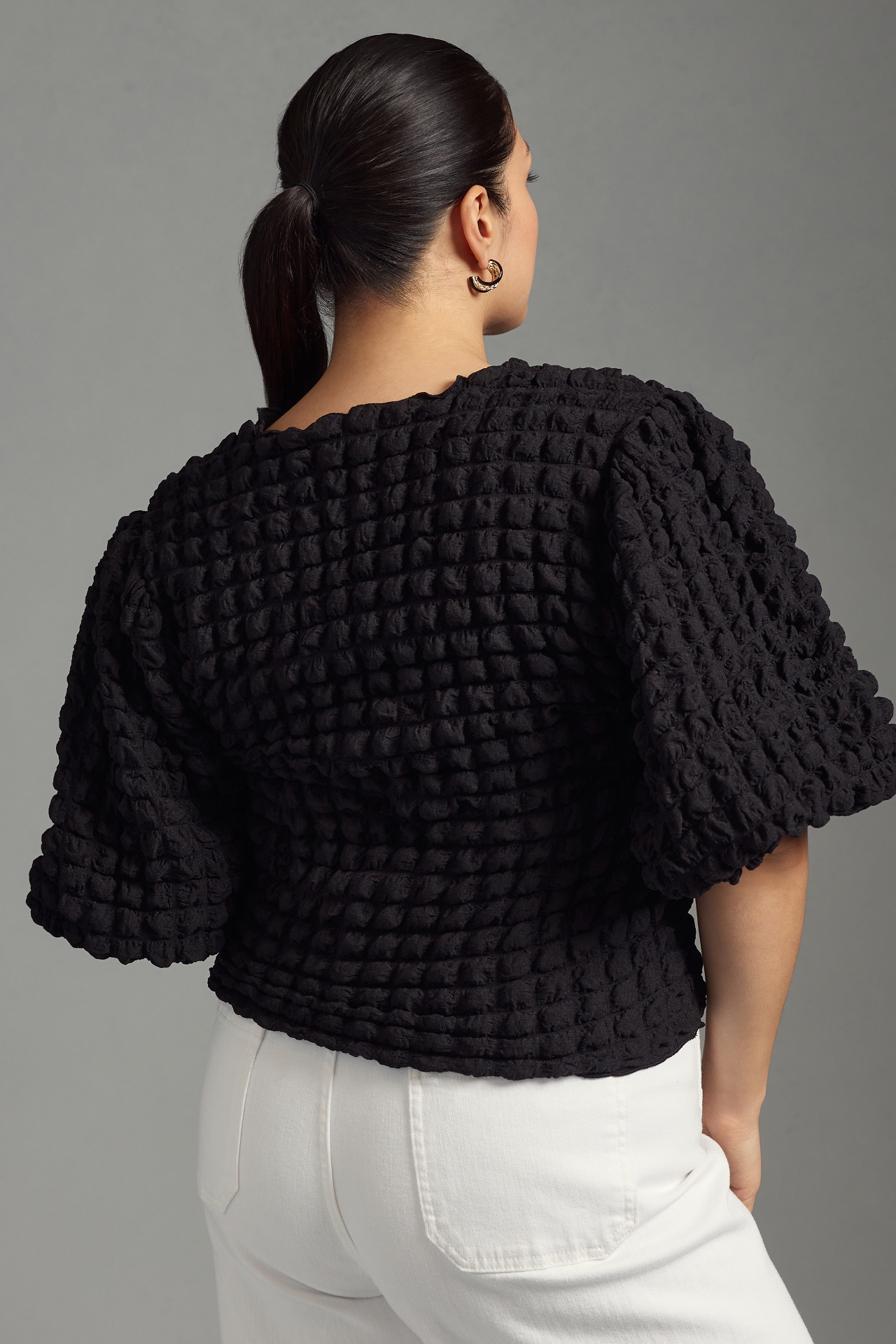 Eri + Ali Textured Puff-Sleeve Top