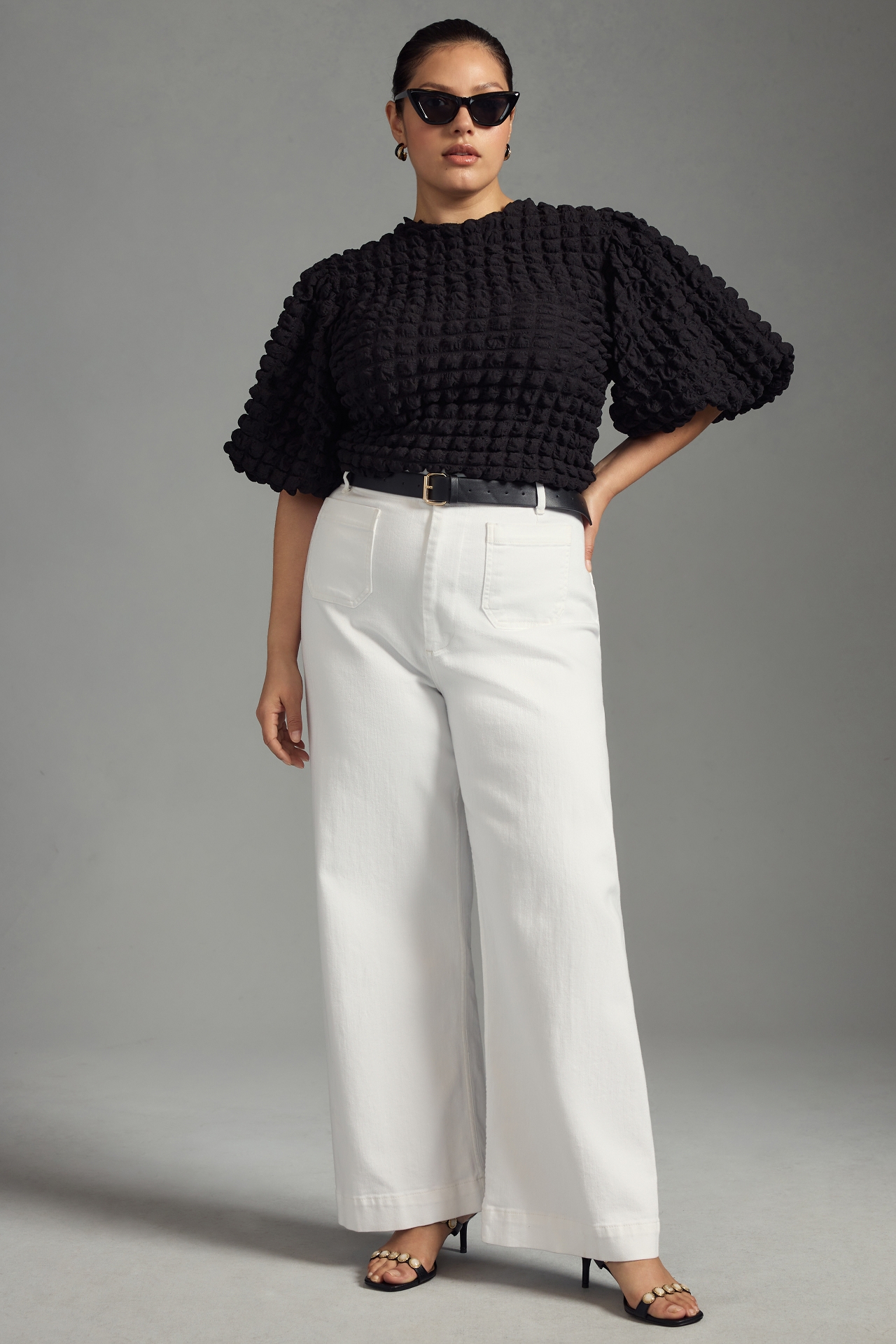 Eri + Ali Textured Puff-Sleeve Top