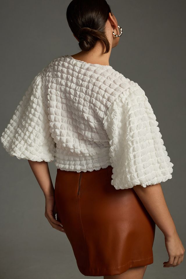 Eri + Ali Textured Puff-Sleeve Top