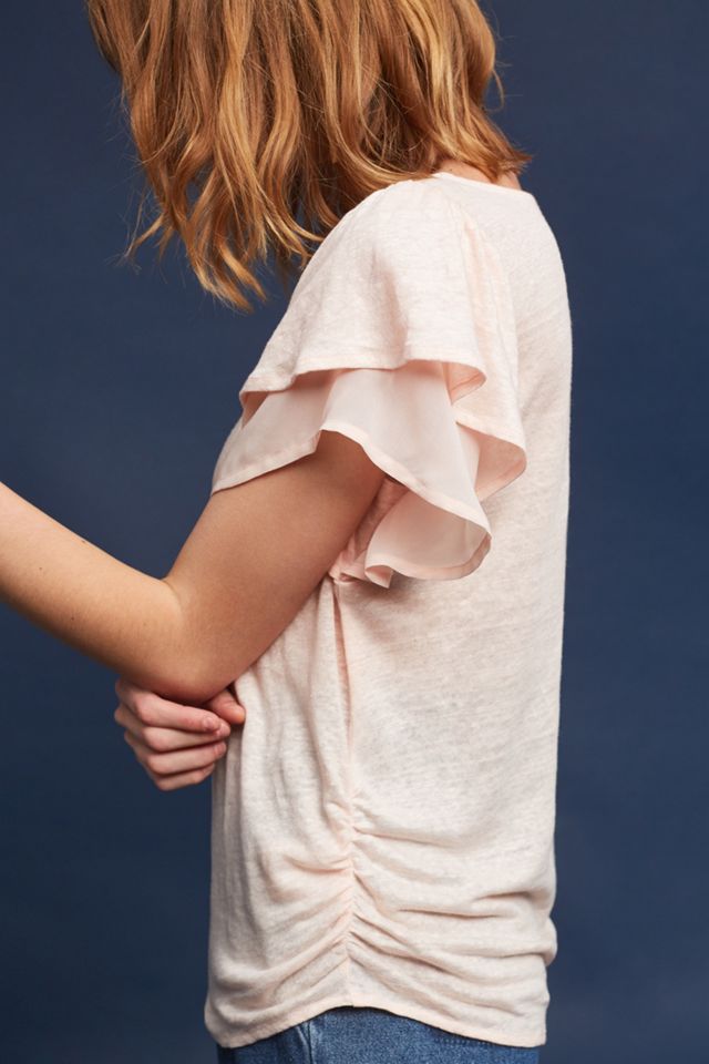 Linen Chiffon-Sleeve Tee #1