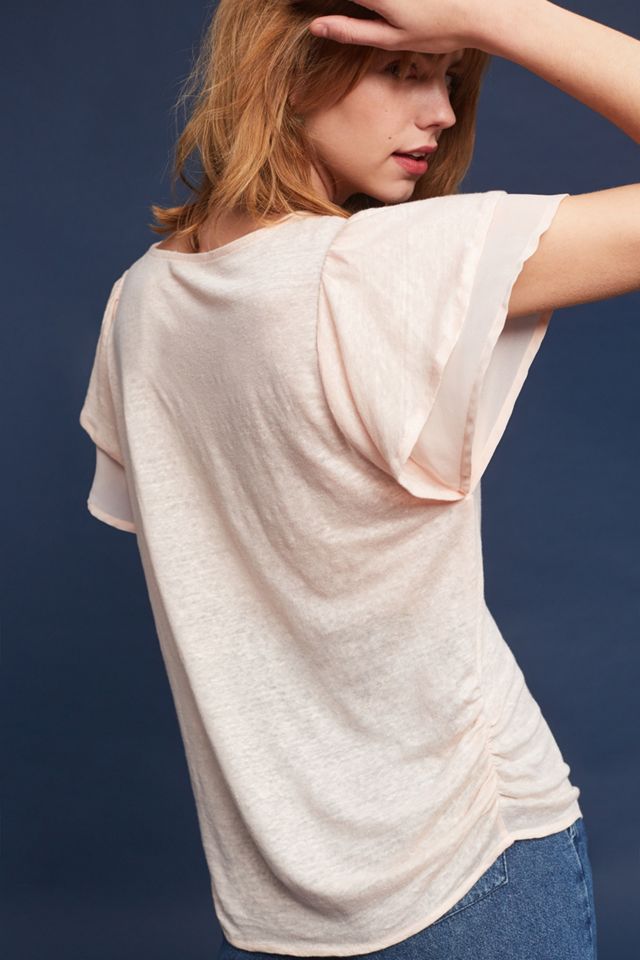 Linen Chiffon-Sleeve Tee #2