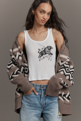 The Laundry Room La Cats Ribbed Tank Top In White