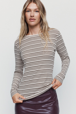 Second Female Flyra Wool Blend Striped Crew Neck Top by Anthropologie
