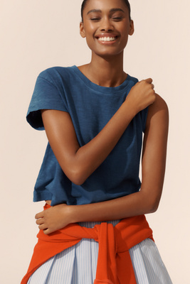 Pilcro The Billy Regenerative Cotton Crew Tee By  In Blue