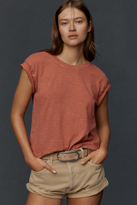 Pilcro The Billy Regenerative Cotton Short-sleeve Crew-neck Tee By  In Pink