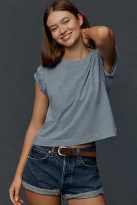 Pilcro The Billy Regenerative Cotton Crew Tee By  In Blue