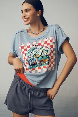 Maeve Sardine Linen-Blend Graphic T-Shirt